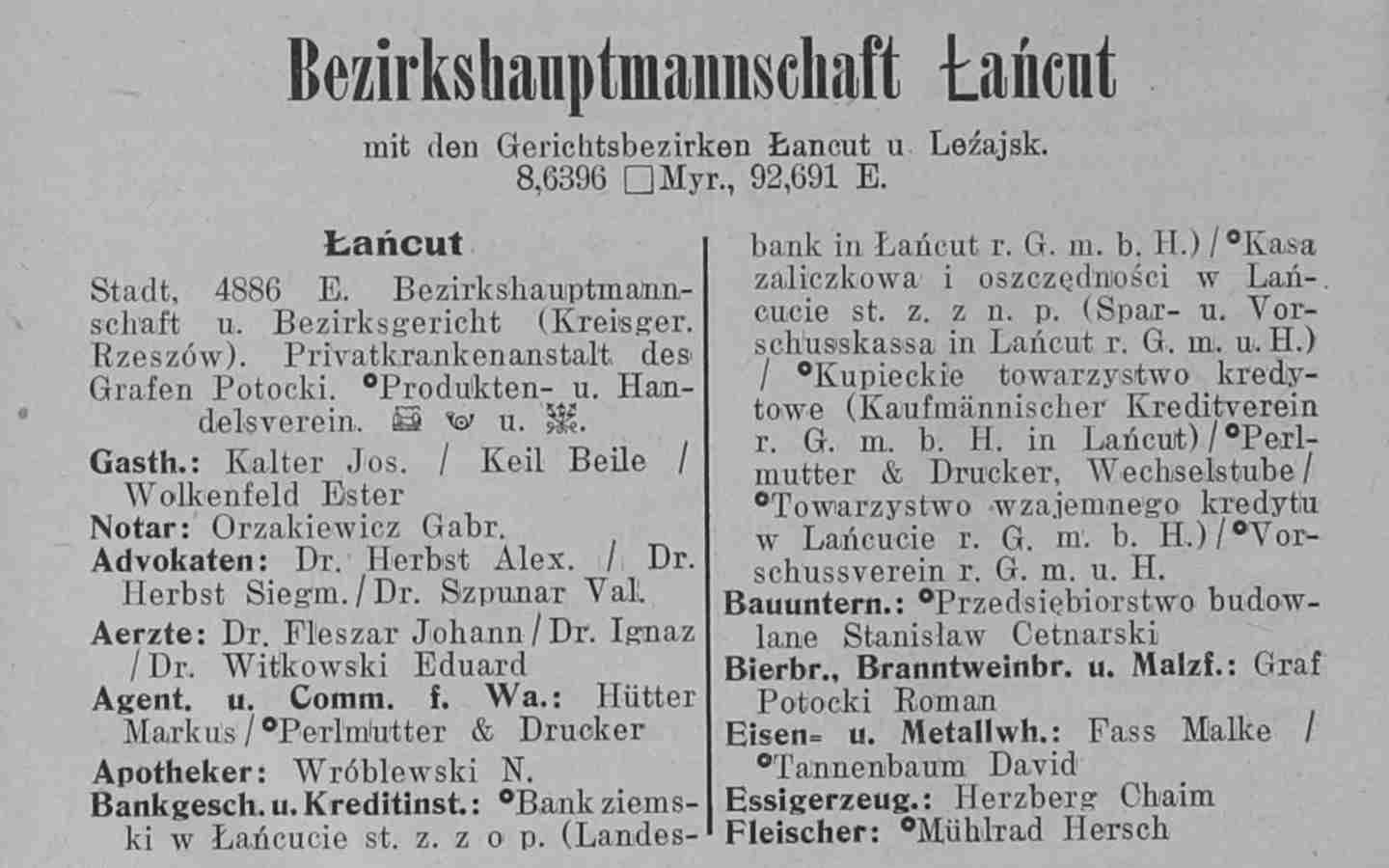 Example: 1907-1913 Galicia and Bukovina Business Directory
